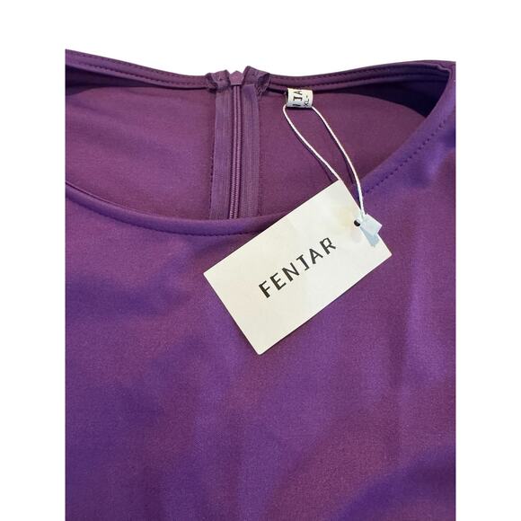 FENTAR Purple Fit & Flare Tie Waist Dress XL • 3/4 Sleeve • Party/Cocktail • NWT - Picture 4 of 10